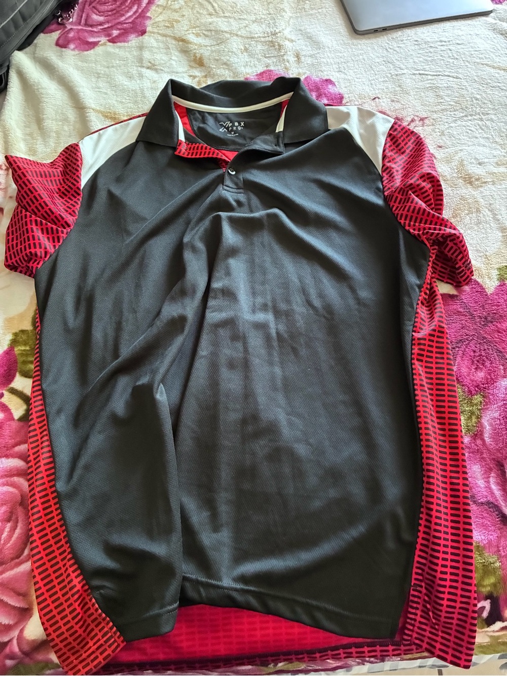 Men's Black & Red Performance Polo